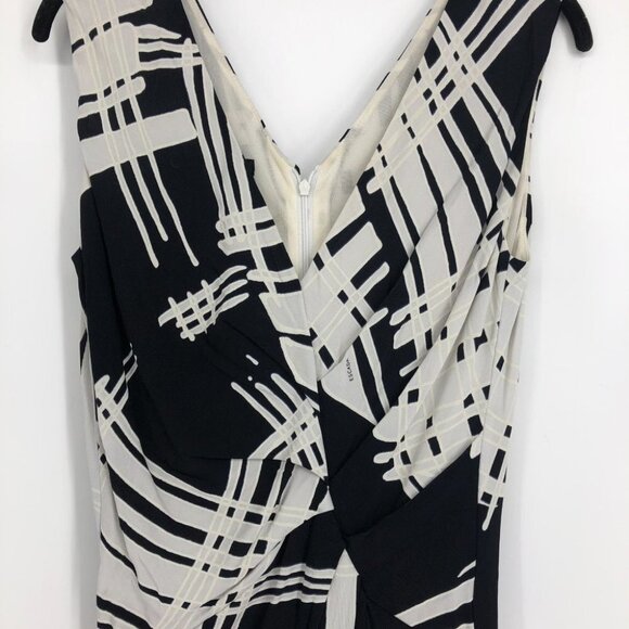 Escada Dido black & white print sleeveless Twisted faux wrap midi dress 34 (SP) - Picture 5 of 15